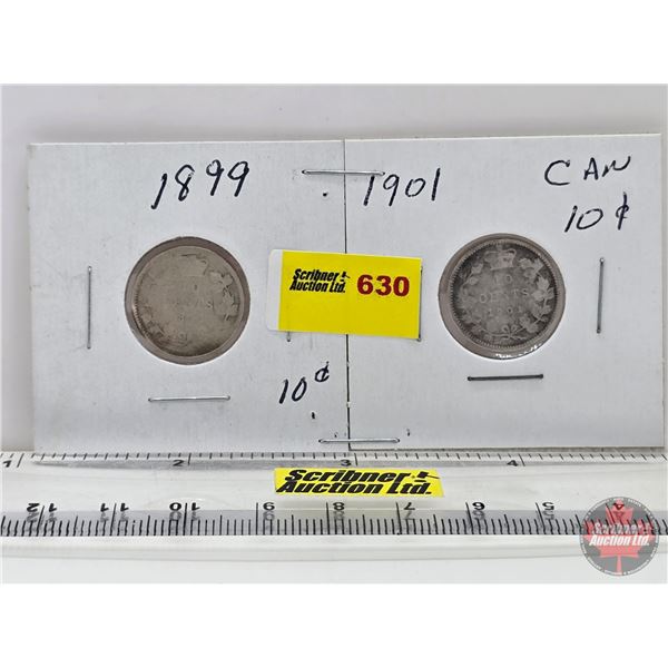 Canada Ten Cent (2) : 1899; 1901 (SEE PICS!)  (Listing & Descriptions are a GUIDE ONLY and are subje