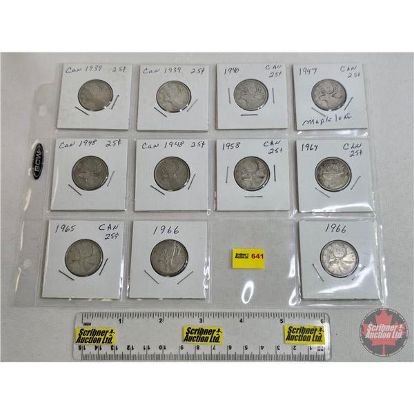 Canada Twenty Five Cent (11) : 1939; 1939; 1940; 1947; 1948; 1948; 1958; 1964; 1965; 1966; 1966 (SEE