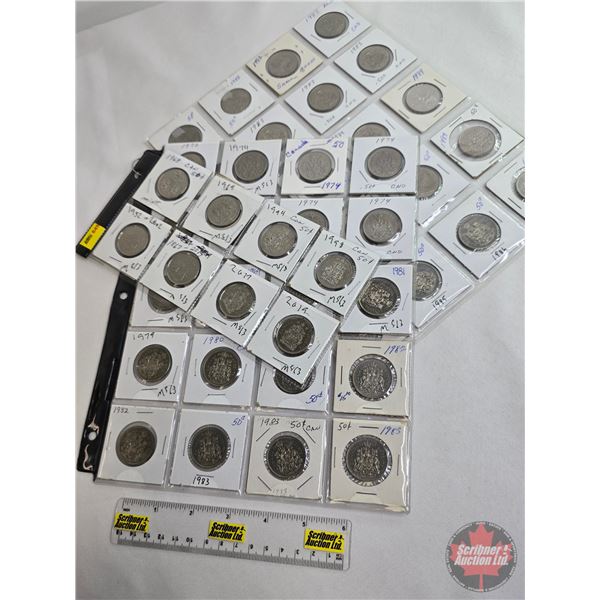 Canada Fifty Cent (48) : Intermittent Ranging 1968 - 2019 (SEE PICS!)  (Listing & Descriptions are a