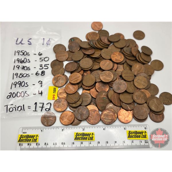 USA One Cent Collection (170+ Coins) : 1950's ; 1960's; 1970's ; 1980's; 1990's ; 2000's (SEE PICS!)