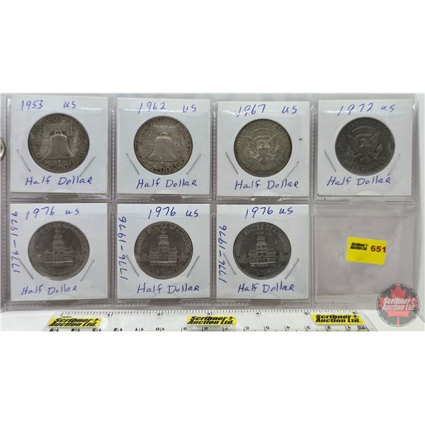 USA Half Dollars (7): 1953; 1962; 1967; 1972; 1976; 1976; 1976 (SEE PICS!)  (Listing & Descriptions 