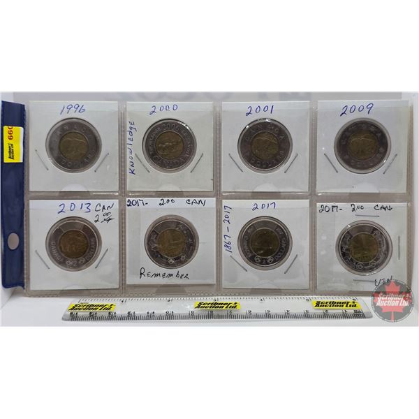 Canada Toonies (8): 1996; 2000; 2001; 2009; 2013; 2017; 2017; 2017 (SEE PICS!)  (Listing & Descripti