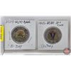 Image 2 : Canada Toonies (4): 2019 D-Day Colorized ; 2020 End of WWII Colorized ; 2020 End of WWII Non-Coloriz