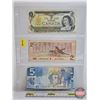 Image 1 : Canada Bills (3): - 1973 $1 : Crow/Bouey #BFC6126067 - 1986 $2 : Thiessen/Crow #CBE7820390 - 2006 $5