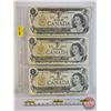 Image 1 : Canada $1 Bills 1973 (3): - Crow/Bouey #BFF9104991 - Crow/Bouey #BFD2944463 - Crow/Bouey #BFK4317387