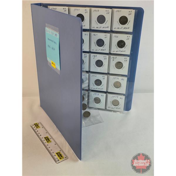 USA Five Cent Collection (Binder Lot) (68) : Intermittent Ranging 1940 - 2017 (SEE PICS!)  (Listing 