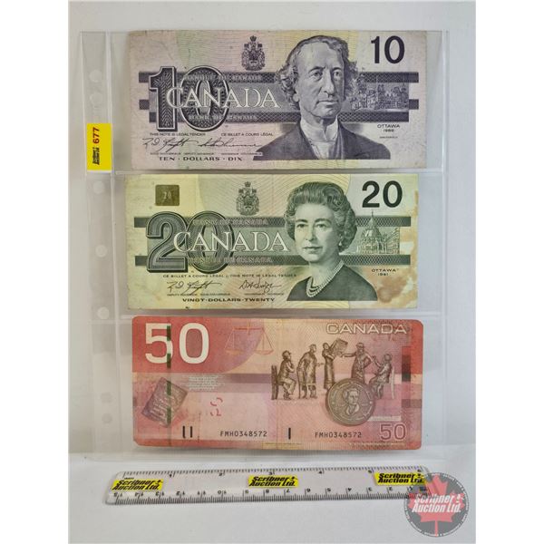 Canada Bills (3): - 1989 $10 : Knight/Thiessen #BEG6973550 - 1991 $20 : Knight/Dodge #AYH5474783 - 2
