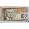 Image 8 : Canada $100 Bills (3): - 1988 : Knight/Thiessen #BJN4375551 - 1975 : Lawson/Bouey #JB5080351 - 2004 