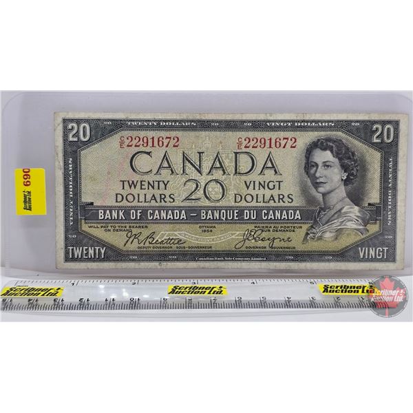 Canada $20 Bill 1954DF "Devil's Face" : Beattie/Towers #CE2291672 (See Pics for Varieties, Condition