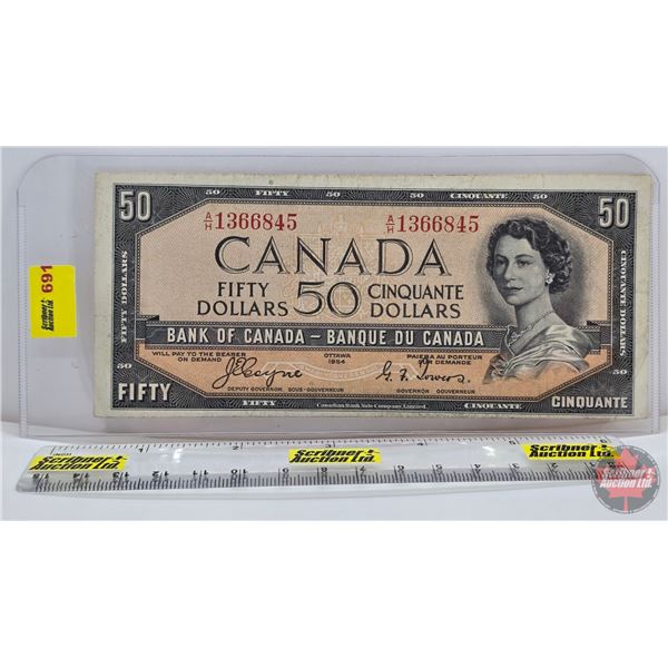 Canada $50 Bill 1954DF "Devil's Face" : Coyne/Towers #AH1366845 (See Pics for Varieties, Conditions,