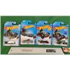 Image 1 : Hot Wheels (4) : HW MOTO (c.2015/2017 Mattel) - Moto Wing - Blast Lane - Moto Wing - Quad Rod  (SEE