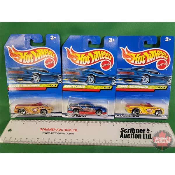 Hot Wheels (3) : (c.1998 Mattel) - Dodge Sidewinder - Monte Carlo - Dodge Sidewinder  (SEE PICS!)