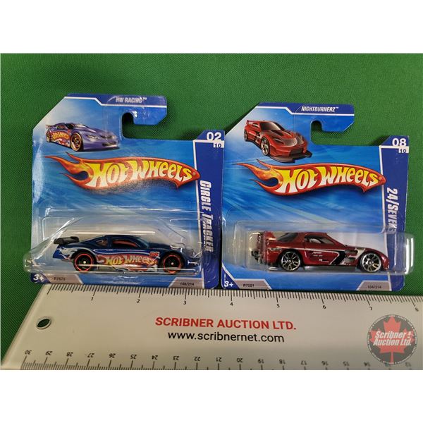Hot Wheels (2) : (c.2009 Mattel) - HW Racing Circle Tracker - Nightburnerz 24/Seven  (SEE PICS!)