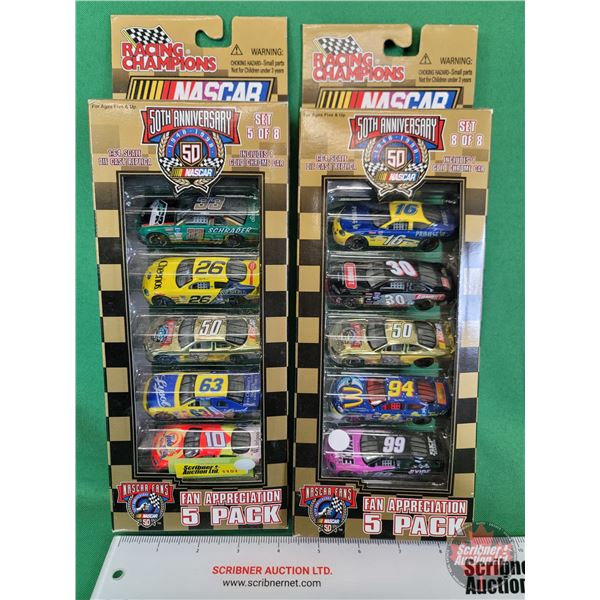 NASCAR 5 Packs (2) : Racing Champions : Fan Appreciation (Variety) (Scale 1:64) (Pkg Measures: 12-1/