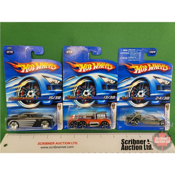 Hot Wheels (3) : 2006 First Editions (c.2005/2006 Mattel) - Unobtainium I - Semi-Psycho - Bon Voyage
