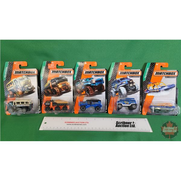 Matchbox (5) : On A Mission (c.2013 Mattel) - Travel tracker - Terrainiac - Rumble Raider - Vantom -