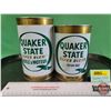 Image 1 : Quaker State Super Blend (2) : Oil Cans (Both Full) (Tallest Measures 6-1/2"H x 4" Dia)  (SEE PICS!)