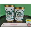 Image 3 : Quaker State Super Blend (2) : Oil Cans (Both Full) (Tallest Measures 6-1/2"H x 4" Dia)  (SEE PICS!)