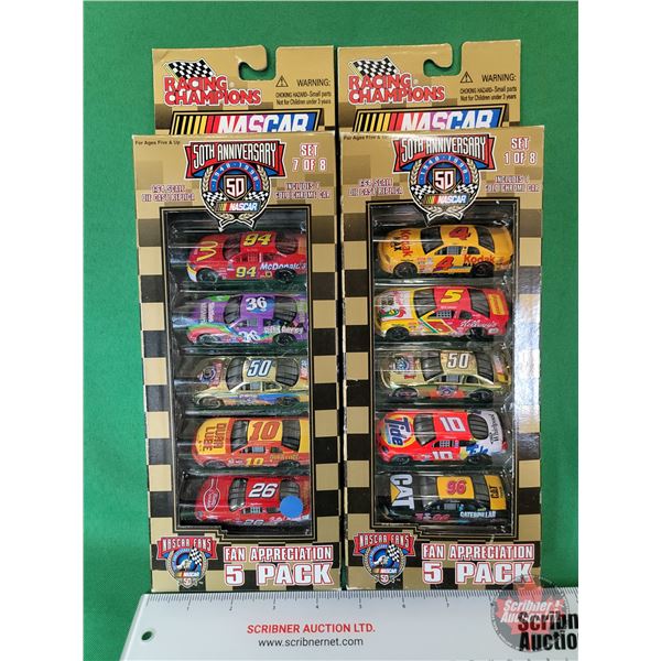 NASCAR 5 Packs (2) : Racing Champions : Fan Appreciation (Variety) (Scale 1:64) (Pkg Measures: 12-1/