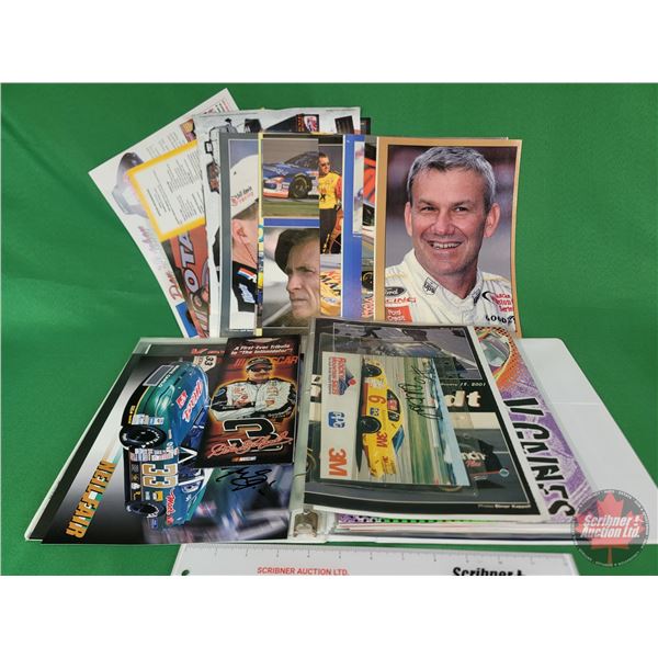 Binder Lot : NHRA & NASCAR & CASCAR Promotional Photos & Trading Cards (Some Autographed) (36 Pages)