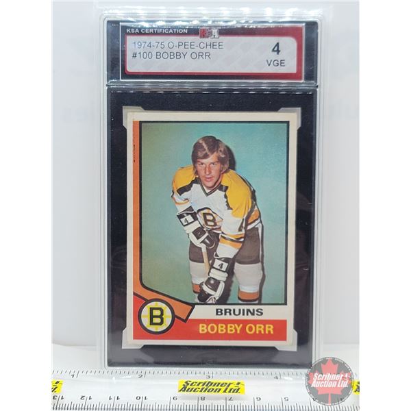 1974-75 O-Pee-Chee #100 Bobby Orr : Bruins (Certified KSA 4 VGE)