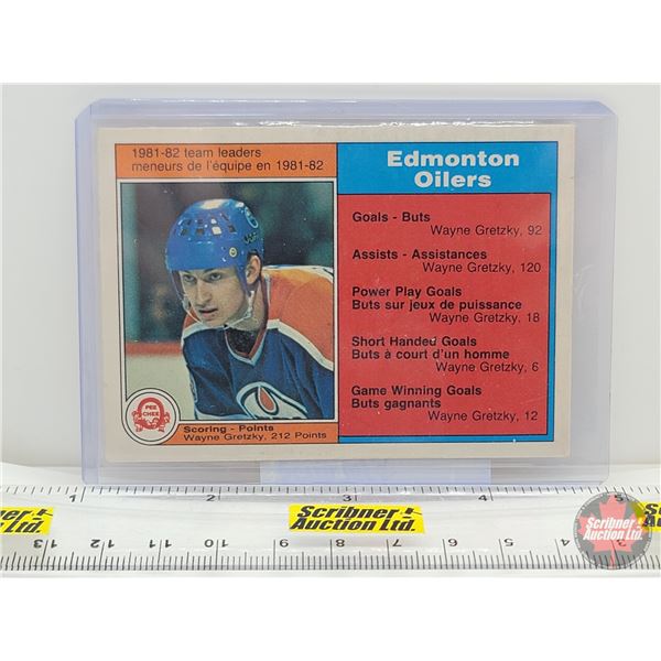 1982 O-Pee-Chee #99 Wayne Gretzky Team Leaders Scoring Points : Oilers (In Card Sleeve)