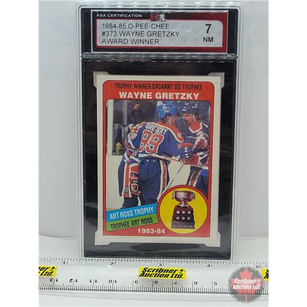 1984-85 O-Pee-Chee #373 Wayne Gretzky Award Winner : Oilers (Certified KSA 7 NM)