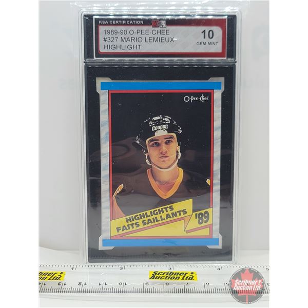 1989-90 O-Pee-Chee #327 Mario Lemieux Highlight : Penguins (Certified KSA 10 GEM MINT)