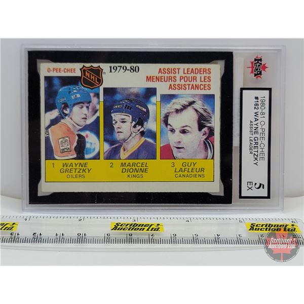 1980-81 O-Pee-Chee #162 Wayne Gretzky Assist Leader : Marcel Dionne/Guy LaFleur (Certified KSA 5 EX)