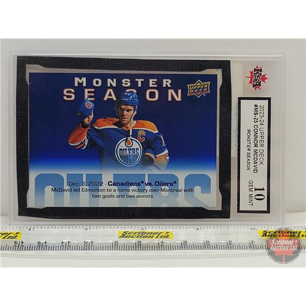 2023-24 Upper Deck #MS-25 Connor McDavid Monster Season : Oilers (Certified KSA 10 GEM MINT)
