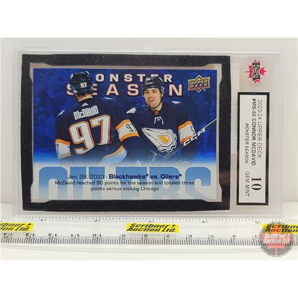2023-24 Upper Deck #MS-50 Connor McDavid Monster Season : Oilers (Certified KSA 10 GEM MINT) 1960-61