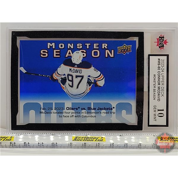 2023-24 Upper Deck #MS-60 Connor McDavid Monster Season : Oilers (Certified KSA 10 GEM MINT)