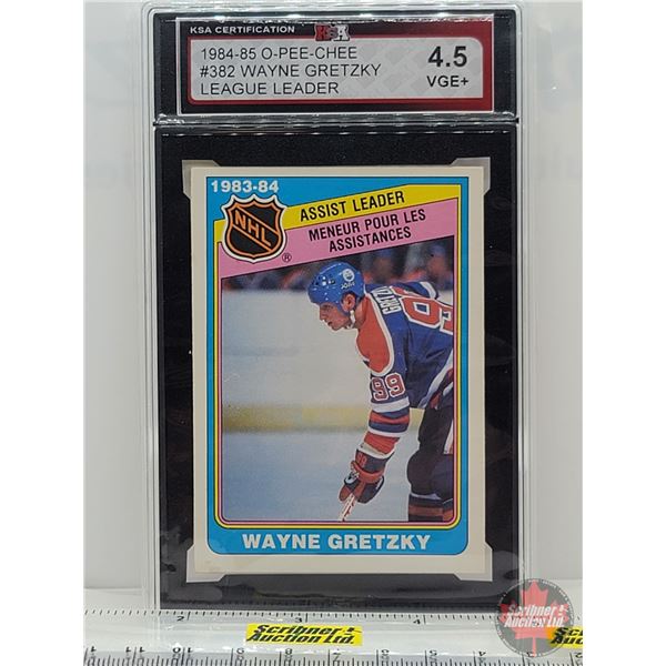 1984-85 O-Pee-Chee #382 Wayne Gretzky League Leader : Oilers (Certified KSA 4.5 VGE+)