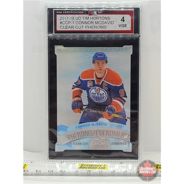 2017-18 UD Tim Hortons #CCP-1 Connor McDavid Clear Cut Phenoms : Oilers (Certified KSA 4 VGE)