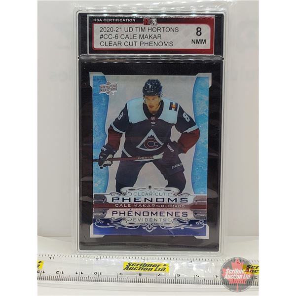 2020-21 UD Tim Hortons #CC-6 Cale Makar Clear Cut Phenoms : Avalanche (Certified KSA 8 NMM)