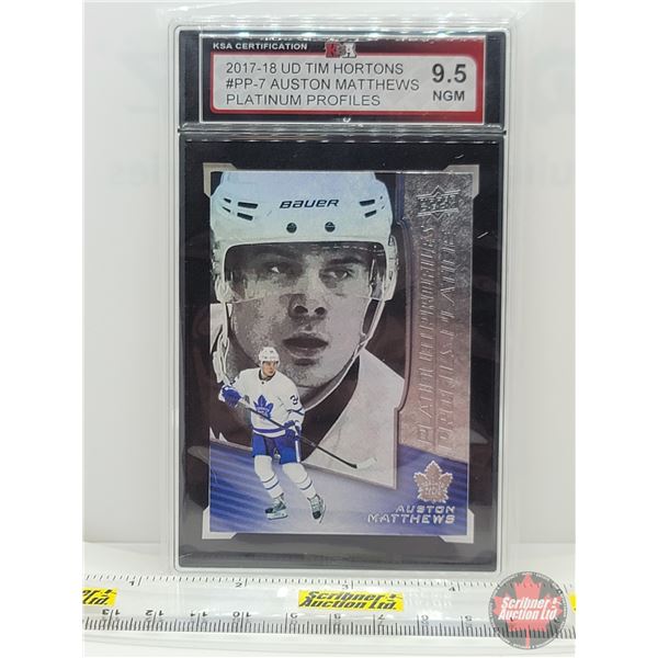 2017-18 UD Tim Hortons #PP-7 Auston Matthews Platinum Profiles : Maple Leafs (Certified KSA 9.5 NGM)