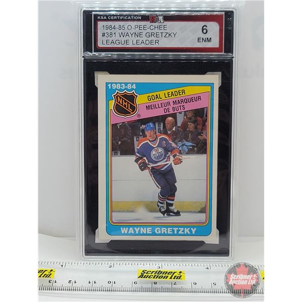 1984-85 O-Pee-Chee #381 Wayne Gretzky League Leader : Oilers (Certified KSA 6 ENM)