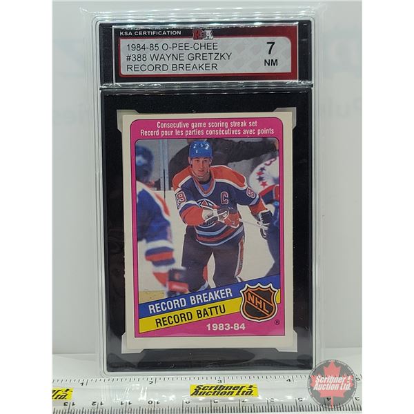 1984-85 O-Pee-Chee #388 Wayne Gretzky Record Breaker : Oilers (Certified KSA 7 NM)
