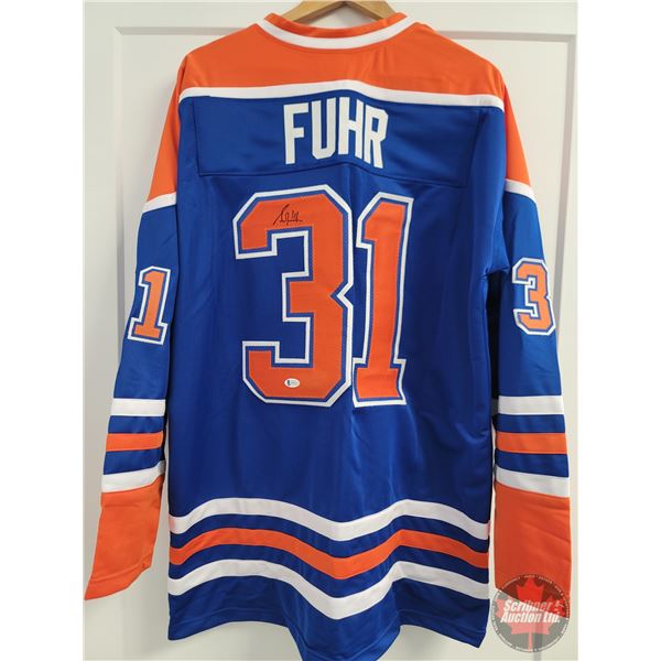 SIGNED NHL Jersey : Grant Fuhr - Oilers (Size XL) (Certified Beckett #WD13573)