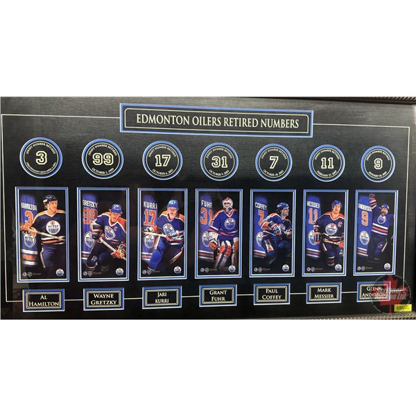 EDMONTON OILERS RETIRED NUMBERS : (7) Banner Images & Engraving - Al Hamilton #3 - Wayne Gretzky #99