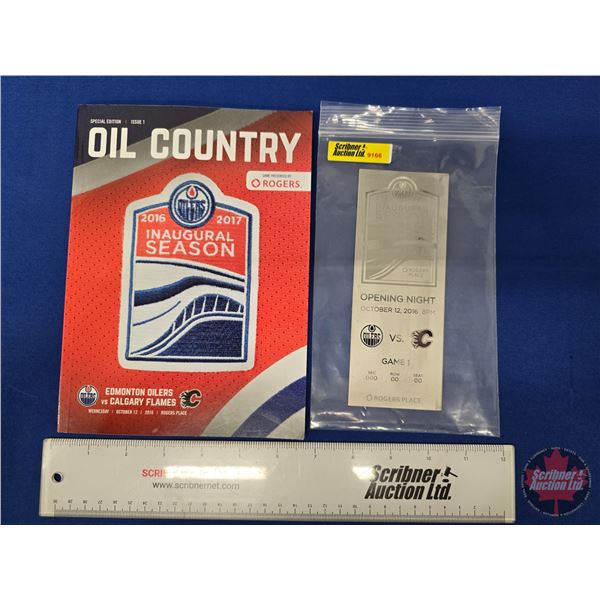 Inaugural Season Opening Night : Oct 12, 2016 Commemorative Ticket (Metal) (6-1/2" x 2-1/2")  & Inau