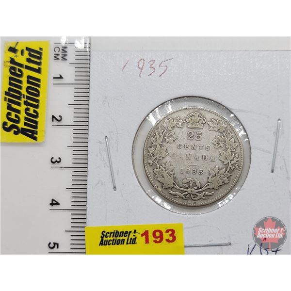 Canada Twenty Five Cent 1935 (SEE PICS!)  (Listing & Descriptions are a GUIDE ONLY and are subject t