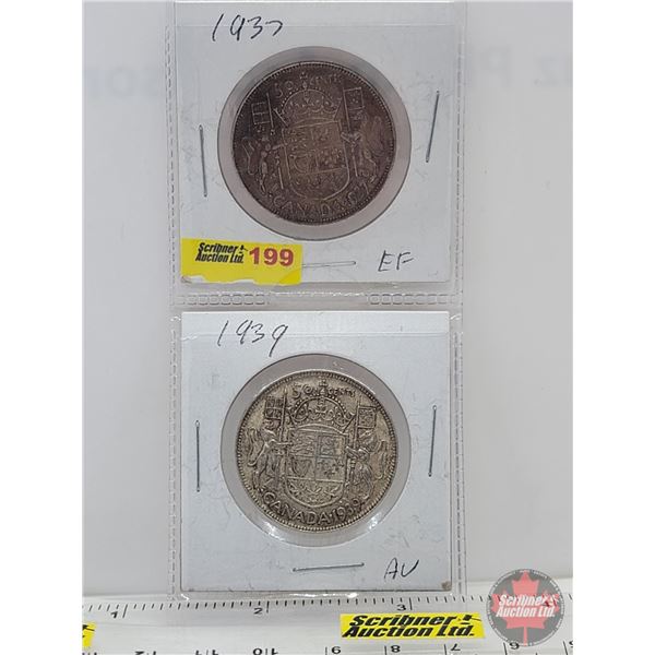 Canada Fifty Cent (2): 1937; 1939 (SEE PICS!)  (Listing & Descriptions are a GUIDE ONLY and are subj