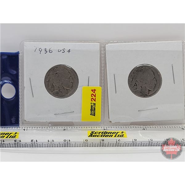 USA Five Cents (2): 1936; ???? (SEE PICS!)  (Listing & Descriptions are a GUIDE ONLY and are subject