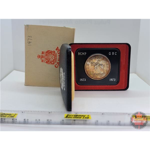 RCM Canada Silver Dollar RCMP-GRC 1873-1973 (Black Clamshell Case) (SEE PICS!)  (Listing & Descripti