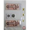 Image 1 : Collector Combo 1986 Canada (4): - Sequential $2 Bills (2) : Bonin/Thiessen #CBI7371804-805 - Fifty 