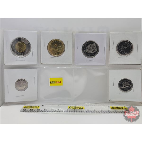 Canada Coins 2025 (6) : Toonie QEII Tribute ; Loonie; Fifty Cent; Twenty Five Cent; Ten Cent; Five C