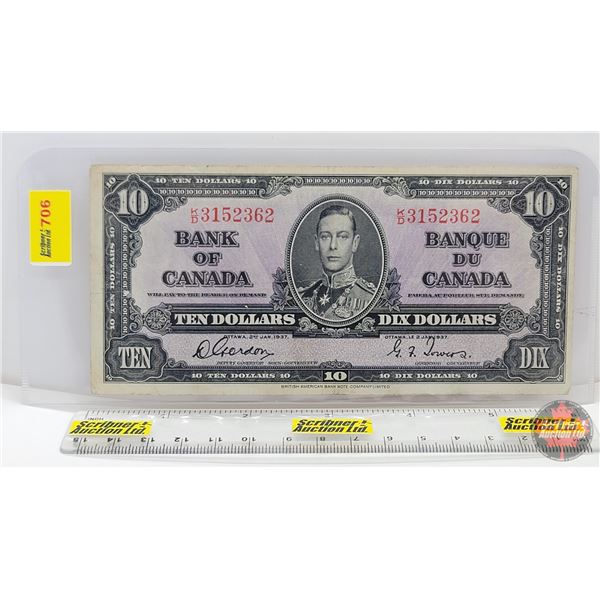 Bank of Canada $10 Bill 1937 : Gordon/Towers #KD3152362  (See Pics for Varieties, Conditions, Serial