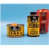 Image 1 : Two VTG Zebra Stove Polish Tins - Cool Graphics