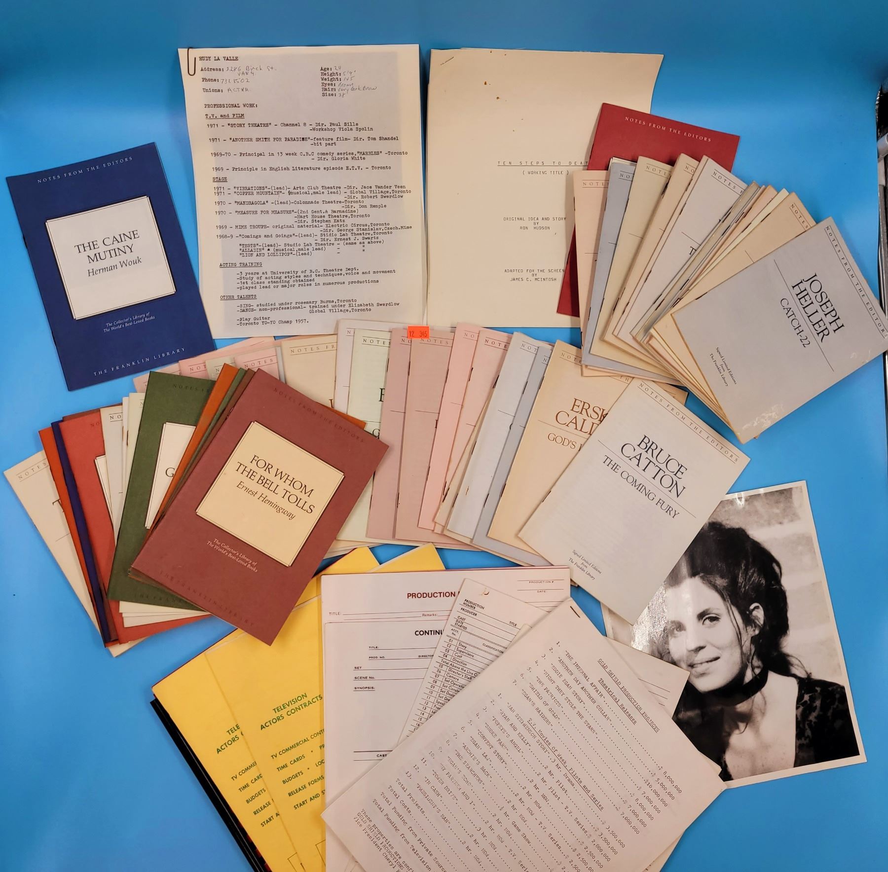 Movie Scripts & Paper Work From Movie Set